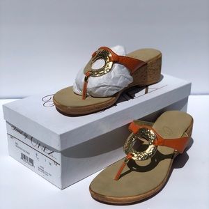 Finest by Onex Sky Orange Leather Slide on Sandal